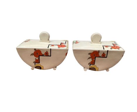 Clarice Cliff Royal Staffordshire The Biarritz Bizarre range dinner service - 38 pieces  All in good original order. Some cra