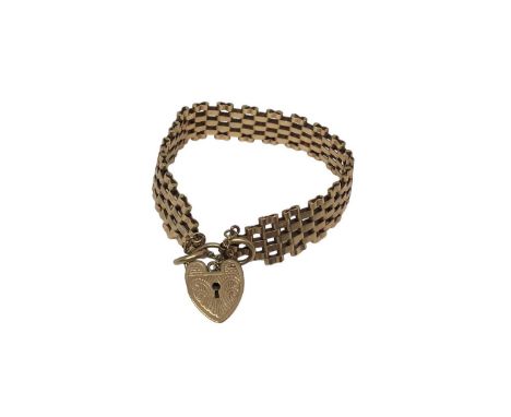9ct gold gate bracelet with padlock claspWeight 18.9 grams