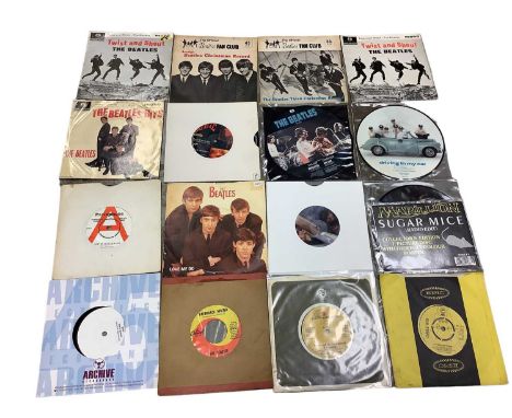 One box of single records and EPs including Beatles Fan Club flexi discs, demos and 'The Truth About Me' by Elvis Presley (We