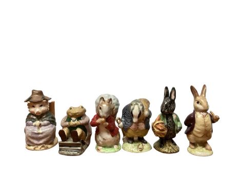 Twelve Beswick Beatrix Potter figures - Diggory Diggory Delvet, Timmy Tiptoes, Pilgling Bland, Cousin Ribby, Mr Benjamin Bunn