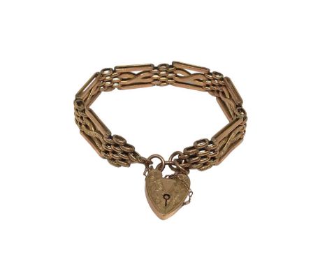 9ct rose gold gate bracelet with padlock claspWeight 17.1 grams