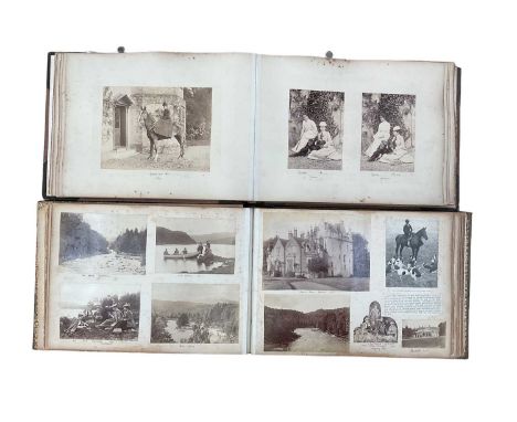 Two late Victorian/Edwardian photograph albums, photographs include More House and Sandhills Betchworth, family, tennis, boat