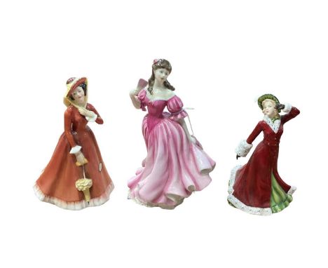 Nine Royal Doulton figures - Lauren HN3975, Julia HN2705, Winter Romance HN5435, Elaine HN3307, A Christmas Gift HN9947, Marg