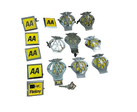 Collection of Fourteen vintage AA car badges (14)