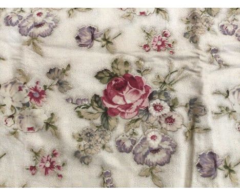 19th century and later English and French cotton and linen printed floral fabrics including curtains.This lot contains two si