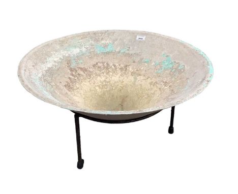 A 'Urastone' conical planter on tripod stand, believed to be by Willy Guhl, 60.5cm diameter