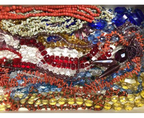 Group of vintage bead necklaces including antique coral