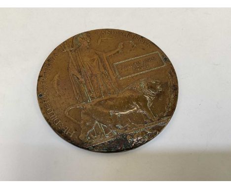 First World War Memorial (Death) plaque named to William John Ridger, together with War and Victory medals named to GS -71674