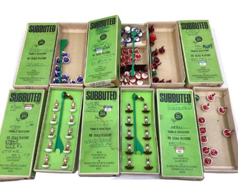 Box of Subbuteo and accessories including 1970's various teams, Continental Club edition etc