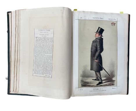 Three volumes of leather bound vanity fair spy prints, including Statesmen, Men of the Day, Sovereigns.