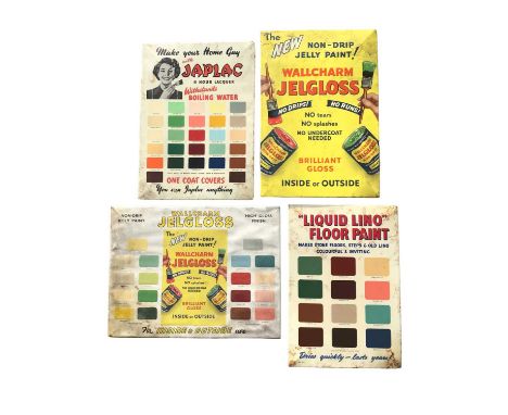Four vintage paint signs including Jelgloss and Japlac