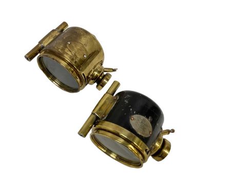 Two First World War Signalling Lamps: Daylight Electric Signalling Lamps by Arthur Lyon &amp; Wrench Ltd, brass and black pai