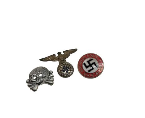1930's N.S.D.A.P. (Nazi) enamel party members badge, with RZM mark to reverse, together with two Second World War Nazi badges