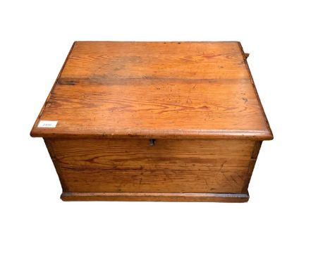 19th century pitch pine trunk, 53cm wide