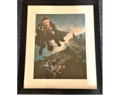 Daniel Radcliffe signed colour Harry Potter photo. Framed and mounted to approx 22x18. Good Condition. All signed pieces come