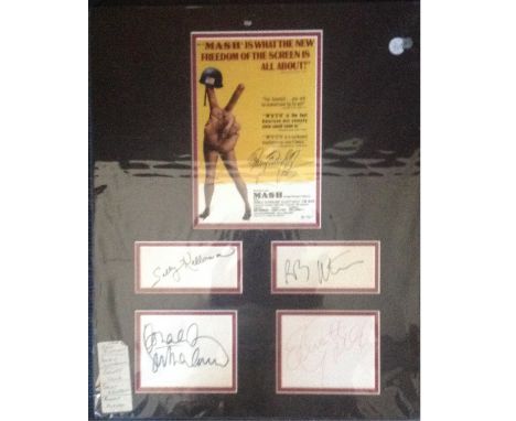 Mash 20x16 overall signature piece from the hit 1970 movie signed by stars Gary Burghoff, Donald Sutherland, Elliott Gould, S
