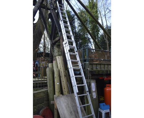 A Youngman '200' square rung three stage extending ladder (30 rungs in total).