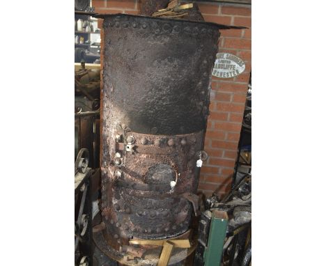 The original boiler from Betsy the steam engine, converted to a wood burner, diameter approx. 30".