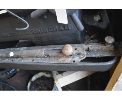 Two iron gate bolts, each length approx. 37 1/2" (2).