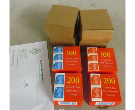 A box of 100 and 200 First Class stamps and a box of 100 and 200 Second Class stamps