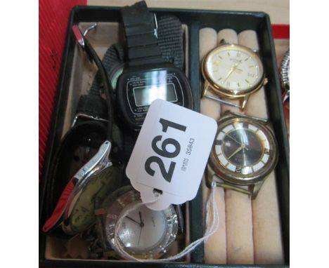 A vintage Japanese watch, Rotary gent's watch and four other gent's watches
