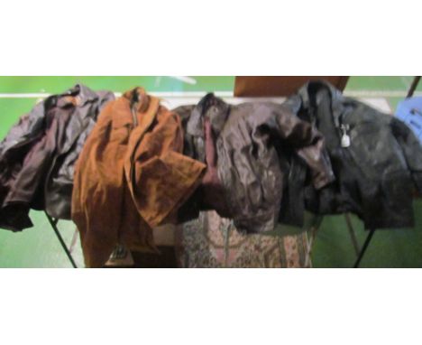 Three gents vintage leather jackets and a suede jacket (damp smell)
