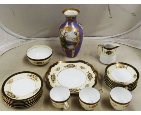 A Noritake vase and part Noritake teaset