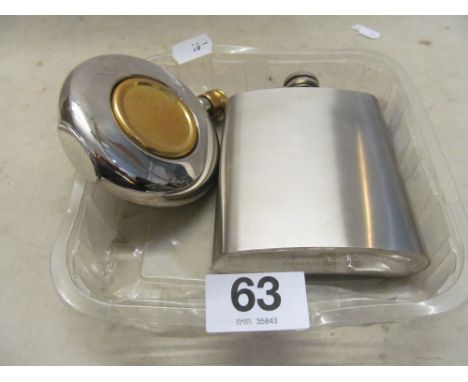 A stainless steel hip flask and another