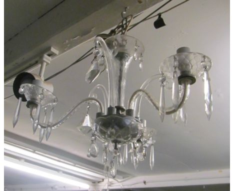 An eight branch glass chandelier and another