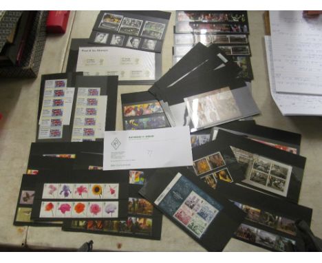 Seven sets First Class, 19 sets First and higher value, two groups mixed worldwide and Post &amp; Go stamp set