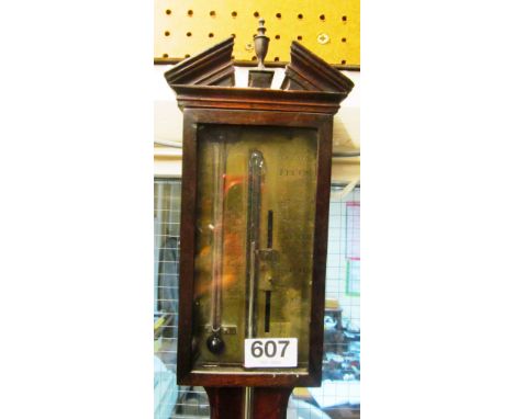 A 19th Century stick barometer brass dial inscribed M. Sola