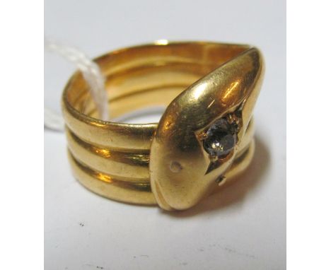 An 18ct snake ring set diamond, size M 7.5g