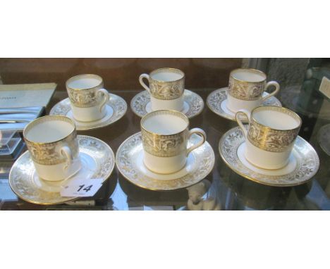 A Wedgwood Gold Florentine six cups and six saucers