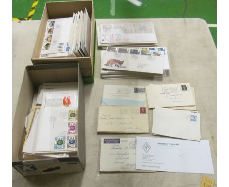 Two shoe boxes containing First Day Covers and others