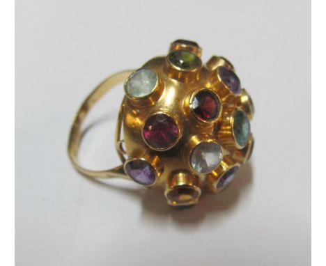 A cluster ring with various coloured stones, size M/N