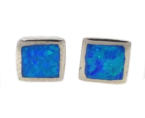 Pair of silver opal stud earrings, stamped 925 Condition Report & Further Details Click here for further images, condition, a