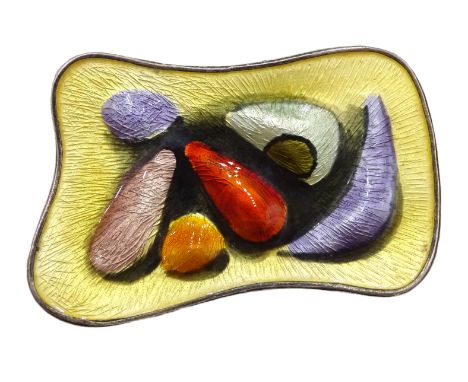 Oystein Balle silver and enamel Norwegian abstract brooch, stamped Balle 925 S  Condition Report & Further Details Click here