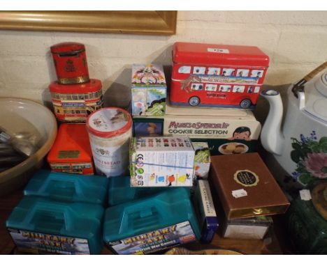 A Tray Containing Boxed Marine War Games, Tins, Playing Cards Etc. 