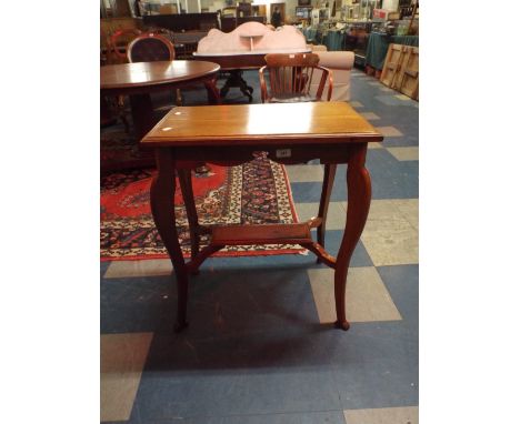 A Satinwood Rectangular Occasional Table with Stretcher Shelf. 