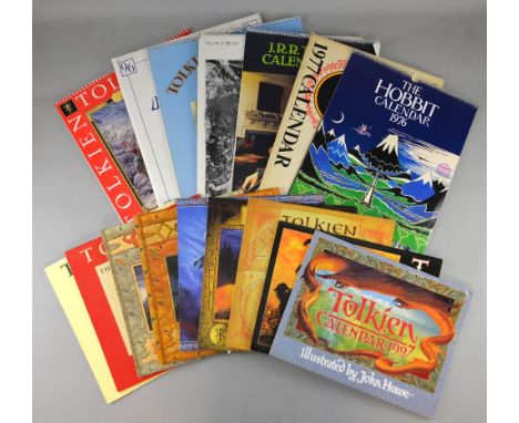 J R R Tolkien / Lord of The Rings - 25 illustrated calendars many with envelopes, years to include 1976, 1977, 1979, 1985-200