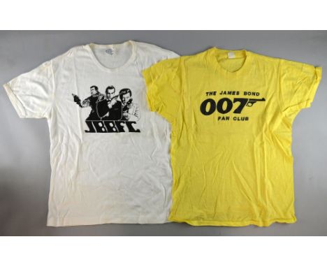 Two vintage James Bond Fan Club T-shirts, The James Bond 007 Fan Club (Size M) & James Bond British Fan Club (Size XL).  