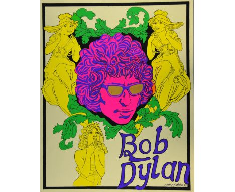 Bob Dylan - Original painted poster artwork by John Judkins, signed & dated John Judkins 69, flat, 28 x 22.25 inches.Provenan