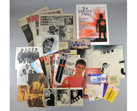 Music Memorabilia including 30+ tickets Paul Weller, Style Council, Curtis Mayfield & others & a quantity of vintage music ma