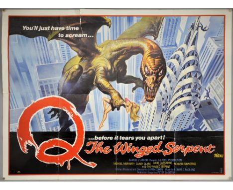 10 British Quad film posters including Q The Winged Serpent, Star Trek II, Close Encounters of The Third Kind, The Twilight Z