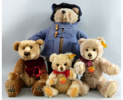 A Steiff teddy bear with growler (010859) and another Steiff 'Petsy Soft' bear (0224/28) together with a Gabrielle Designs Pa