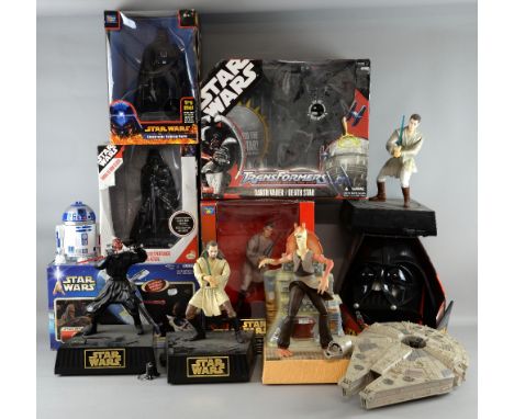 Star Wars - Boxed toys including Transformers Darth Vader / Death Star, Episode 1 Obi Wan Kenobi Interactive Talking Bank, Re