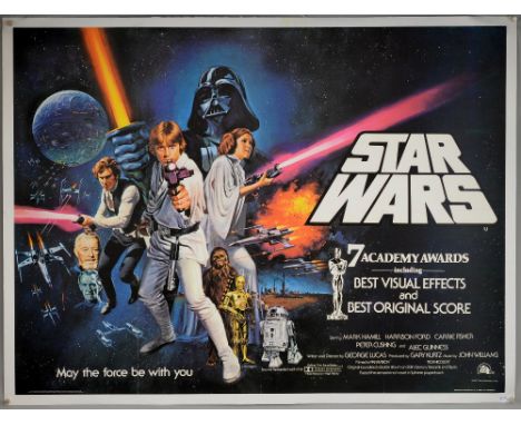 Star Wars (1977) British Quad film poster, Academy Awards Version, directed by George Lucas, artwork by Tom Chantrell, linen 