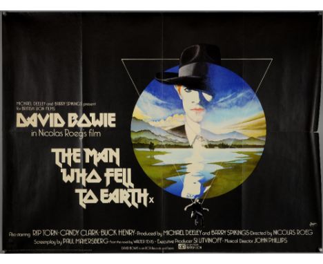 The Man Who Fell To Earth (1976) British Quad film poster, artwork by Vic Fair, starring David Bowie, British Lion, folded, 3