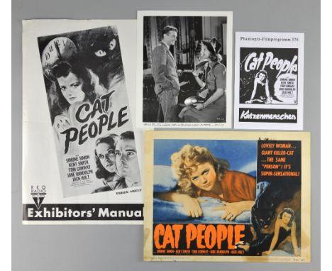 Cat People (1952) US lobby card No. 5, US Pressbook from 1942 & vintage 10 x 8 film still.  