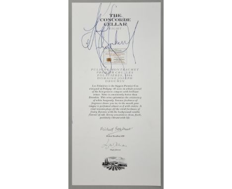 Michael Jackson- signed Concorde British Airways Menu, signed on the London - New York flight on the 12th September. 6 x 11.5